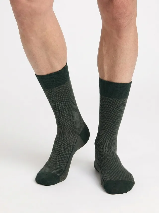 dim-la-mode-chaussettes-homme-coton-vert-cossais image 1