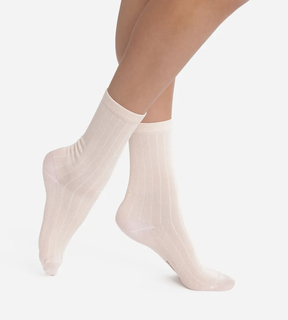 dim-mode-chaussettes-femme-c-tel-es-coton-satin-ivoire image 1