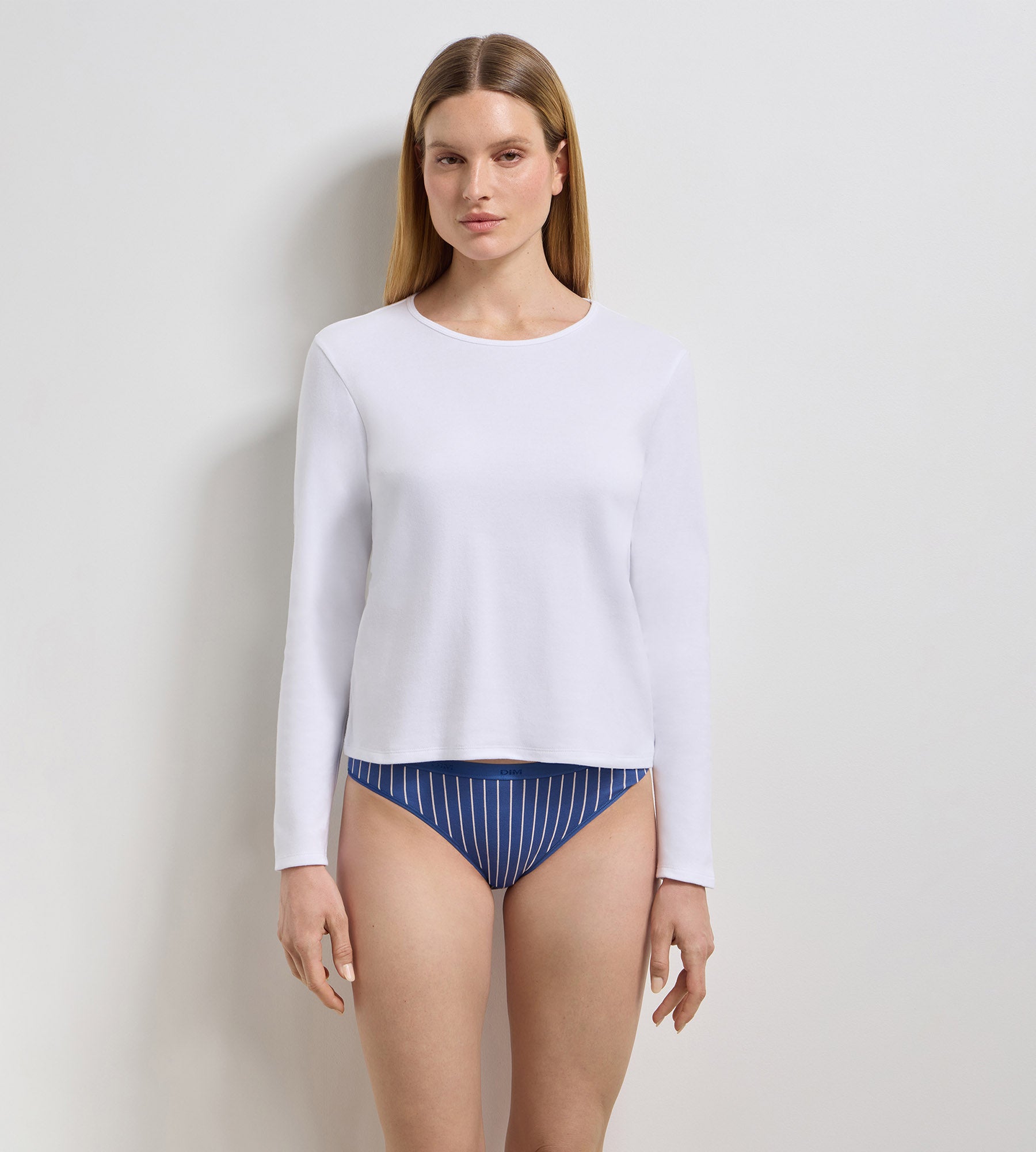 t-shirt-manches-longues-dim-thermal-coton-gratt-blanc image 3