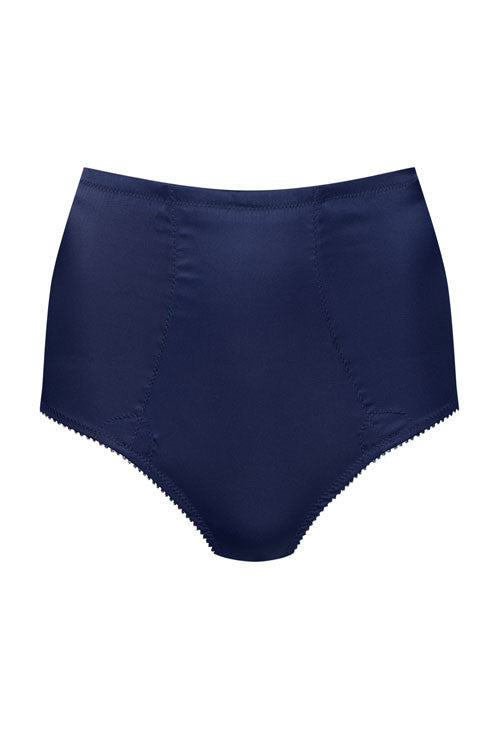 cadolle-gina-culotte-gainante-satin-bleu-nuit-taille-haute image 1