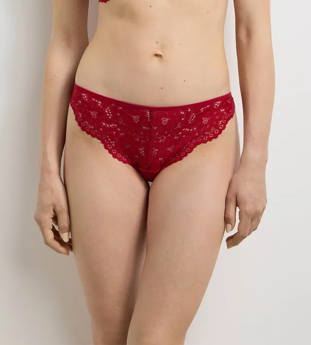 dim-burning-eclat-slip-br-silien-dentelle-rouge-femme image 1