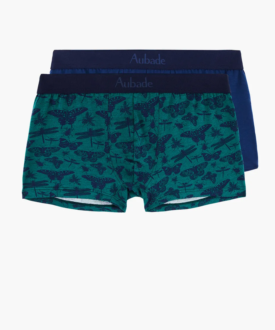 aubade-homme-pack-2-boxers-libellule-uni-marine image 1