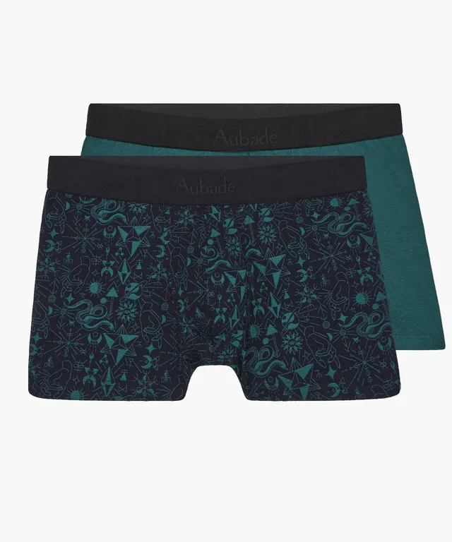 aubade-homme-lot-de-2-boxers-talisman-vert-noir image 1