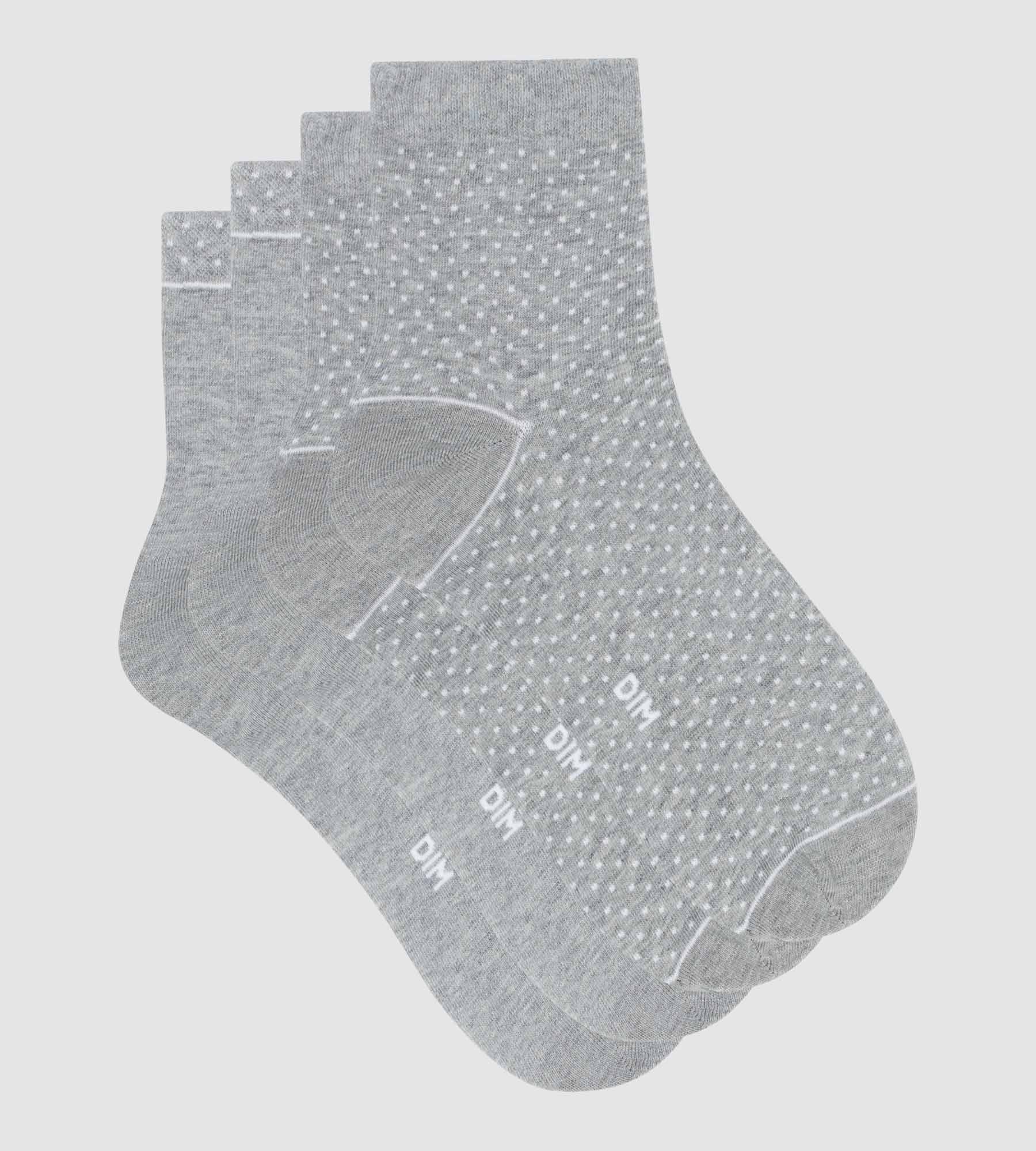 dim-good-lot-de-2-paires-chaussettes-femme-coton-bio-pois-gris image 2