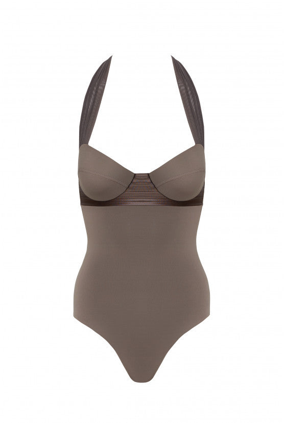 cadolle-maillot-de-bain-taupe-pigeonnant image 1