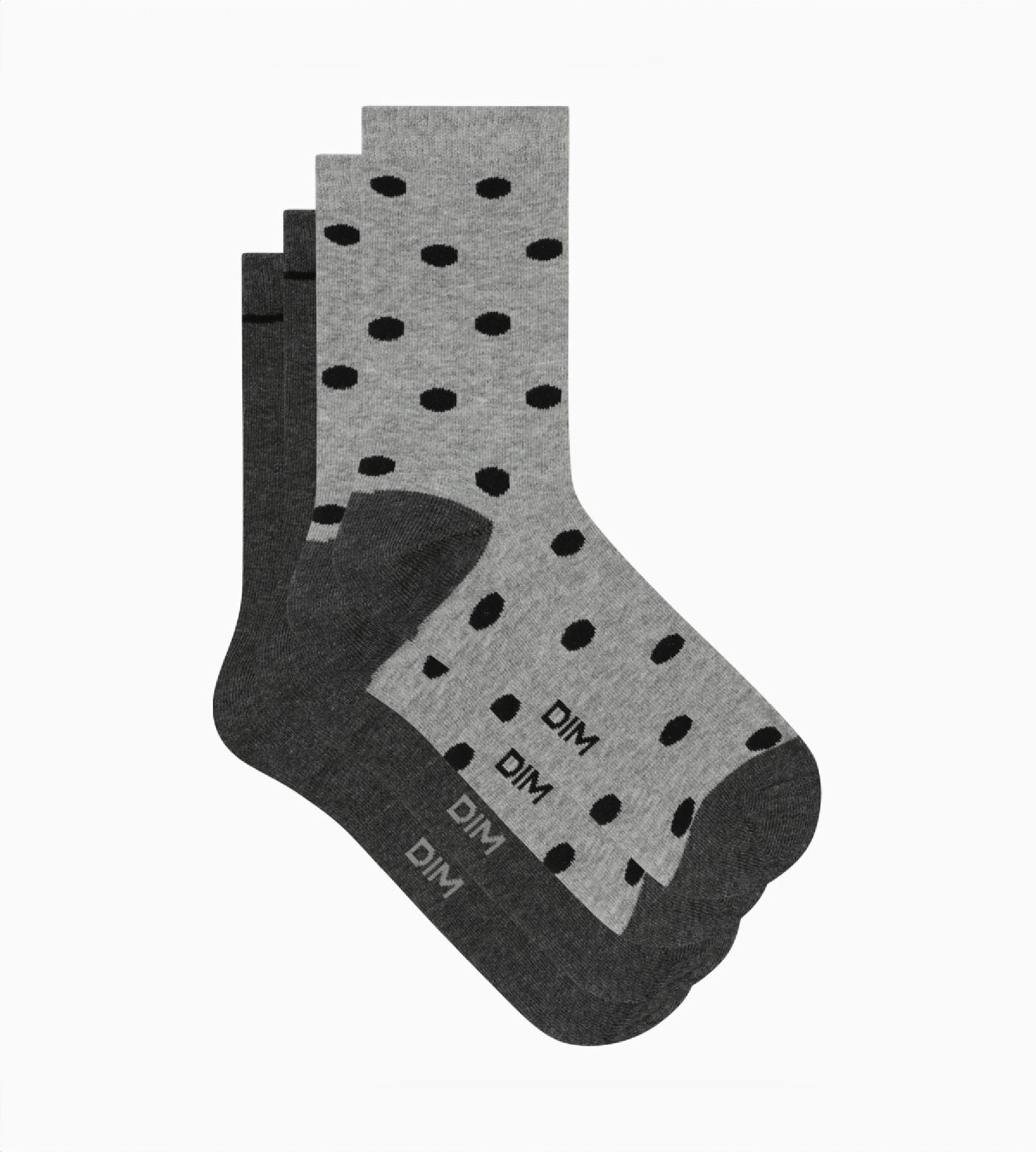 dim-coton-style-lot-de-2-paires-de-chaussettes-femme-gris-gros-pois image 3