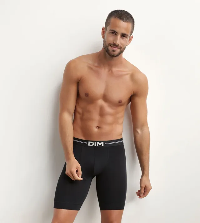 dim-icons-essentiel-boxer-long-homme-coton-modal-noir image 1