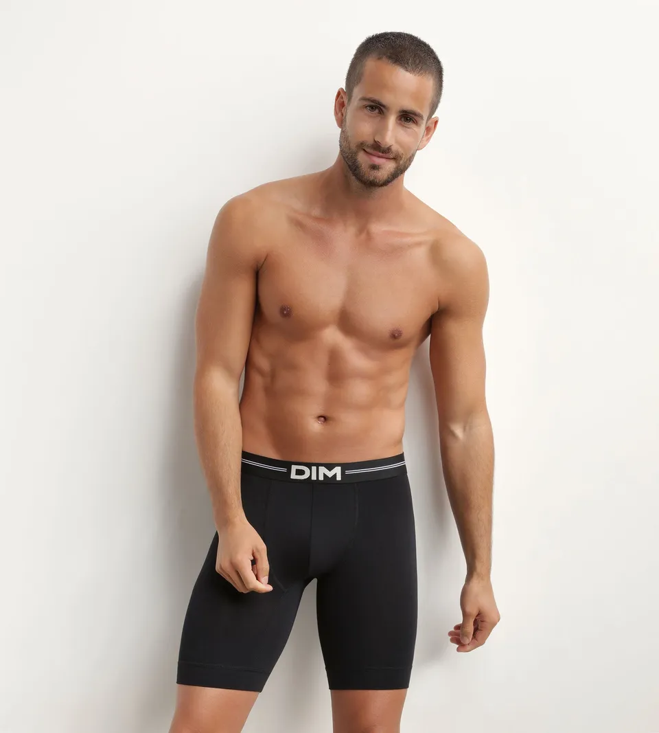 dim-icons-essentiel-boxer-long-homme-coton-modal-noir image 1