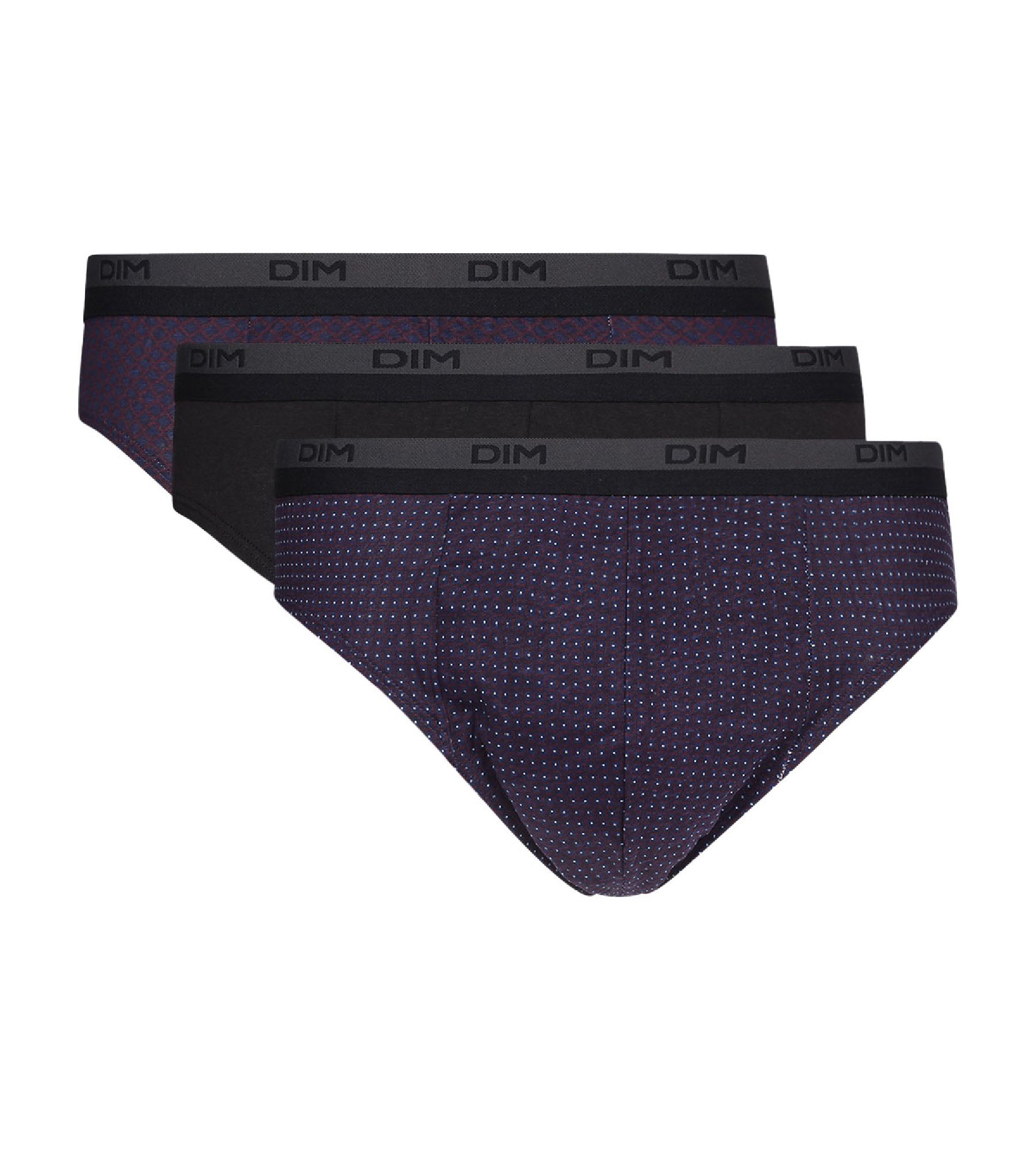 dim-coton-print-lot-de-3-slips-homme-100-coton-imprim-pois-noir image 2