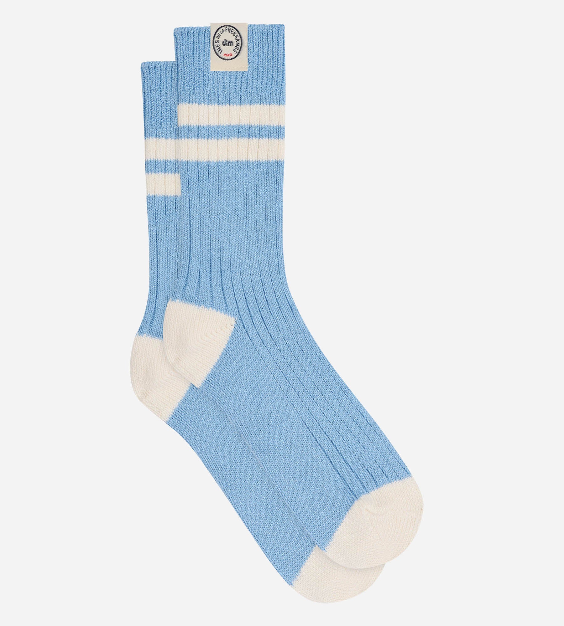 dim-x-ines-de-la-fressange-chaussettes-c-tel-es-coton-bleu-lagon image 2