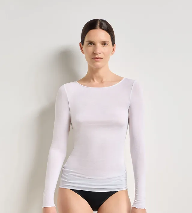 dim-thermal-light-t-shirt-femme-col-rond-blanc image 1