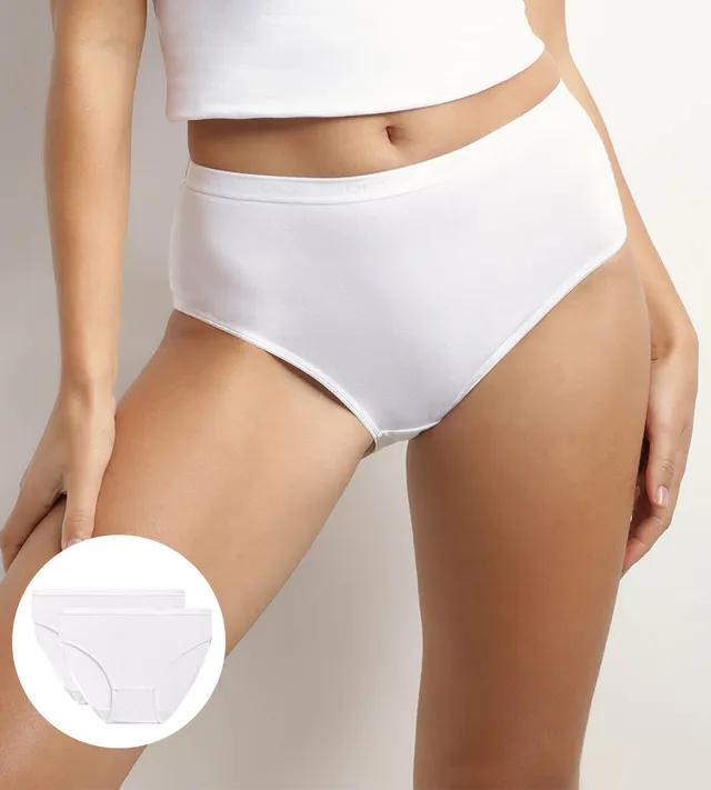 dim-ecosmart-lot-de-2-slips-femme-coton-bio-blanc image 1