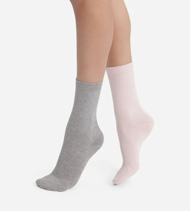 dim-coton-femme-lot-de-2-paires-rose-p-le-gris-chin image 1
