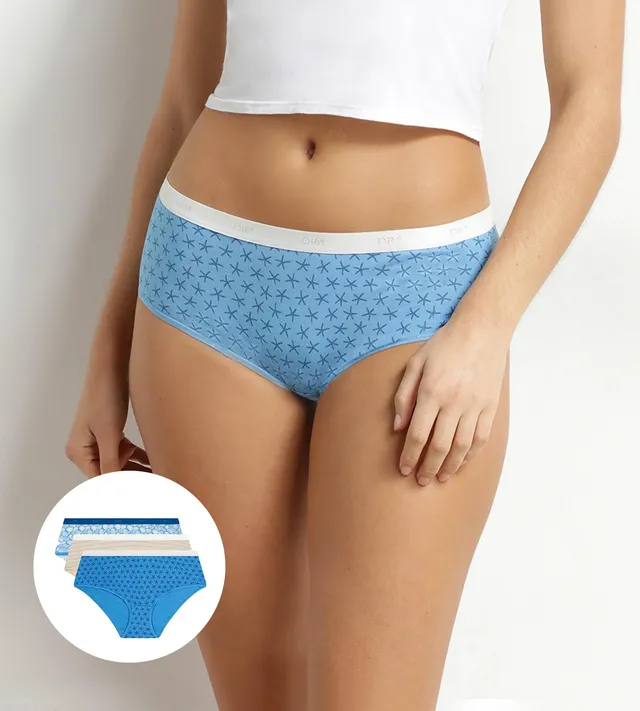 dim-les-pockets-lot-de-3-boxers-femme-coton-motif-plage image 1