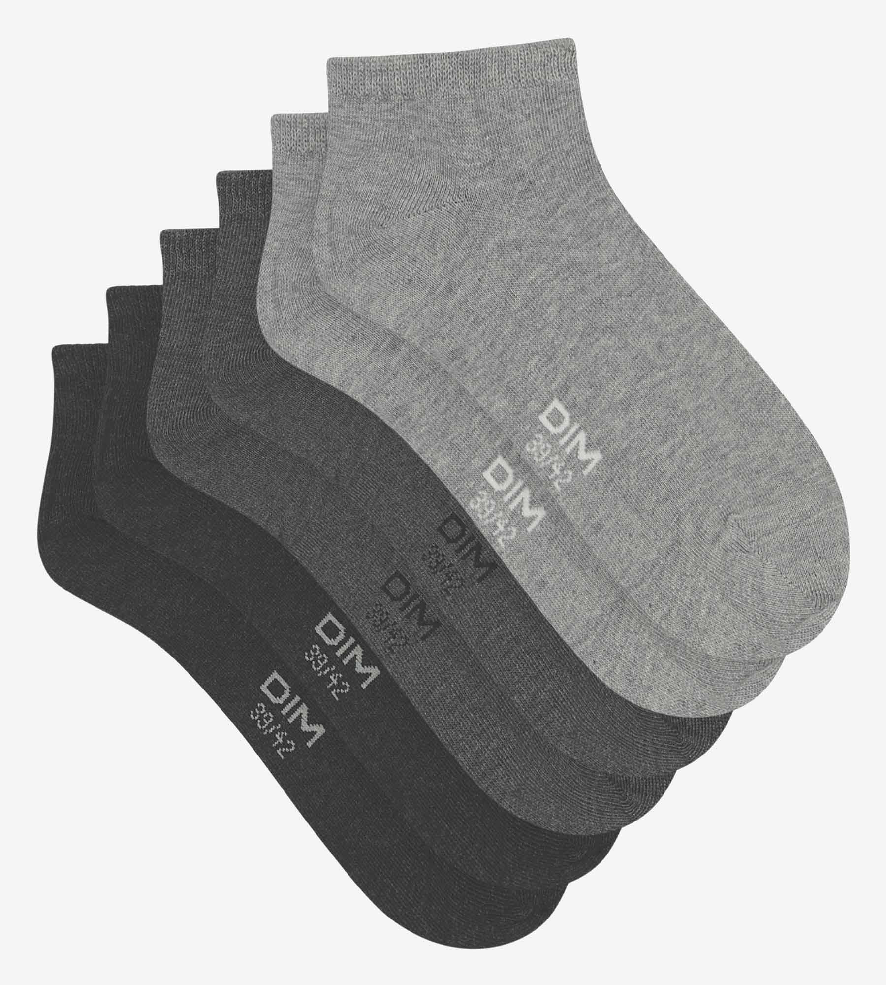 dim-coton-lot-de-3-paires-de-chaussettes-courtes-homme-gris-anthracite image 2