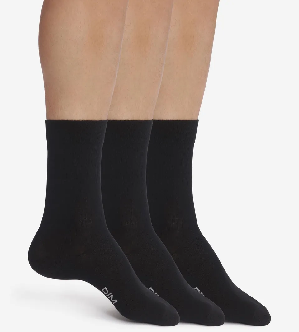 dim-coton-confort-lot-de-3-paires-chaussettes-homme-noir image 1