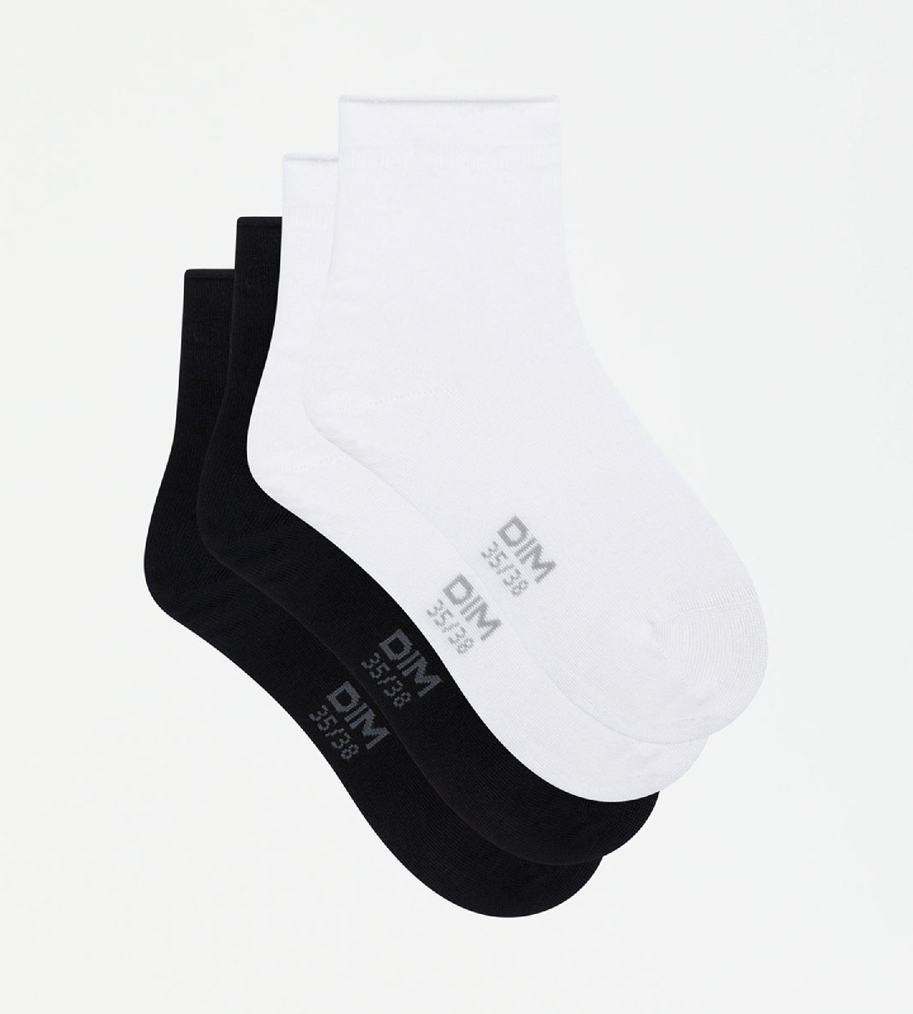 dim-modal-lot-de-2-socquettes-femme-noir-blanc image 2