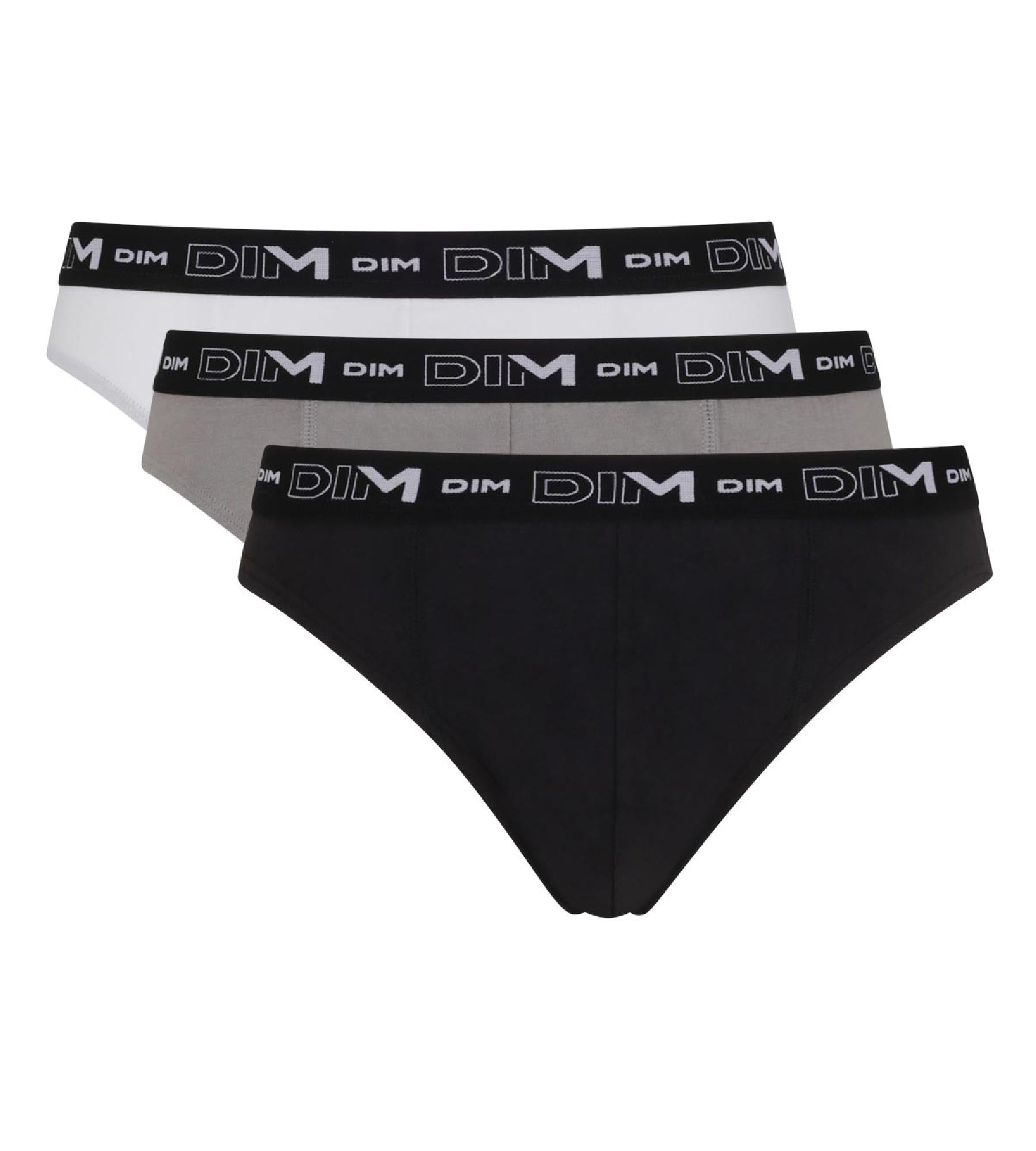 dim-lot-de-3-slips-homme-coton-stretch-noir-gris-blanc image 3