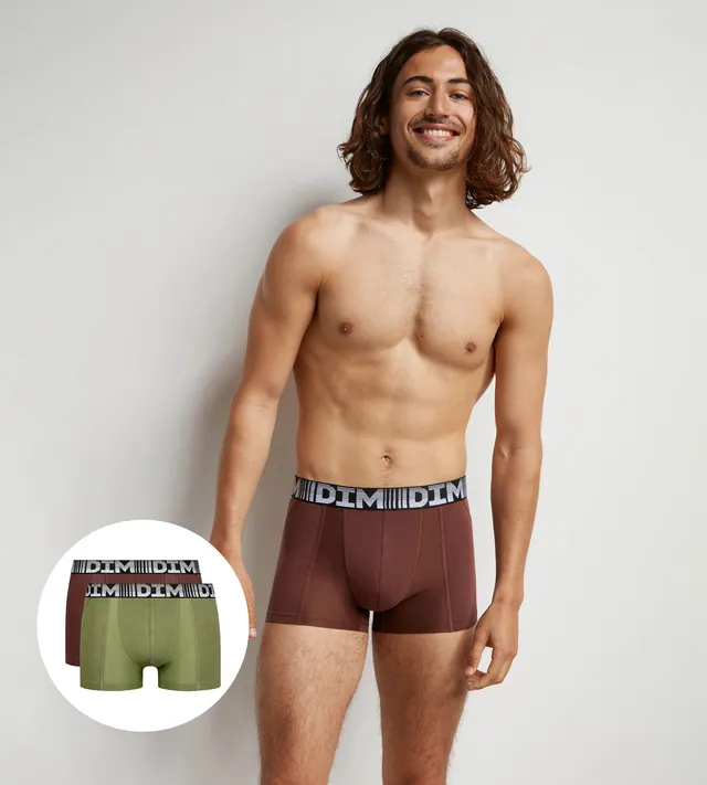 dim-3d-flex-air-lot-de-2-boxers-homme-respirants-kaki image 1