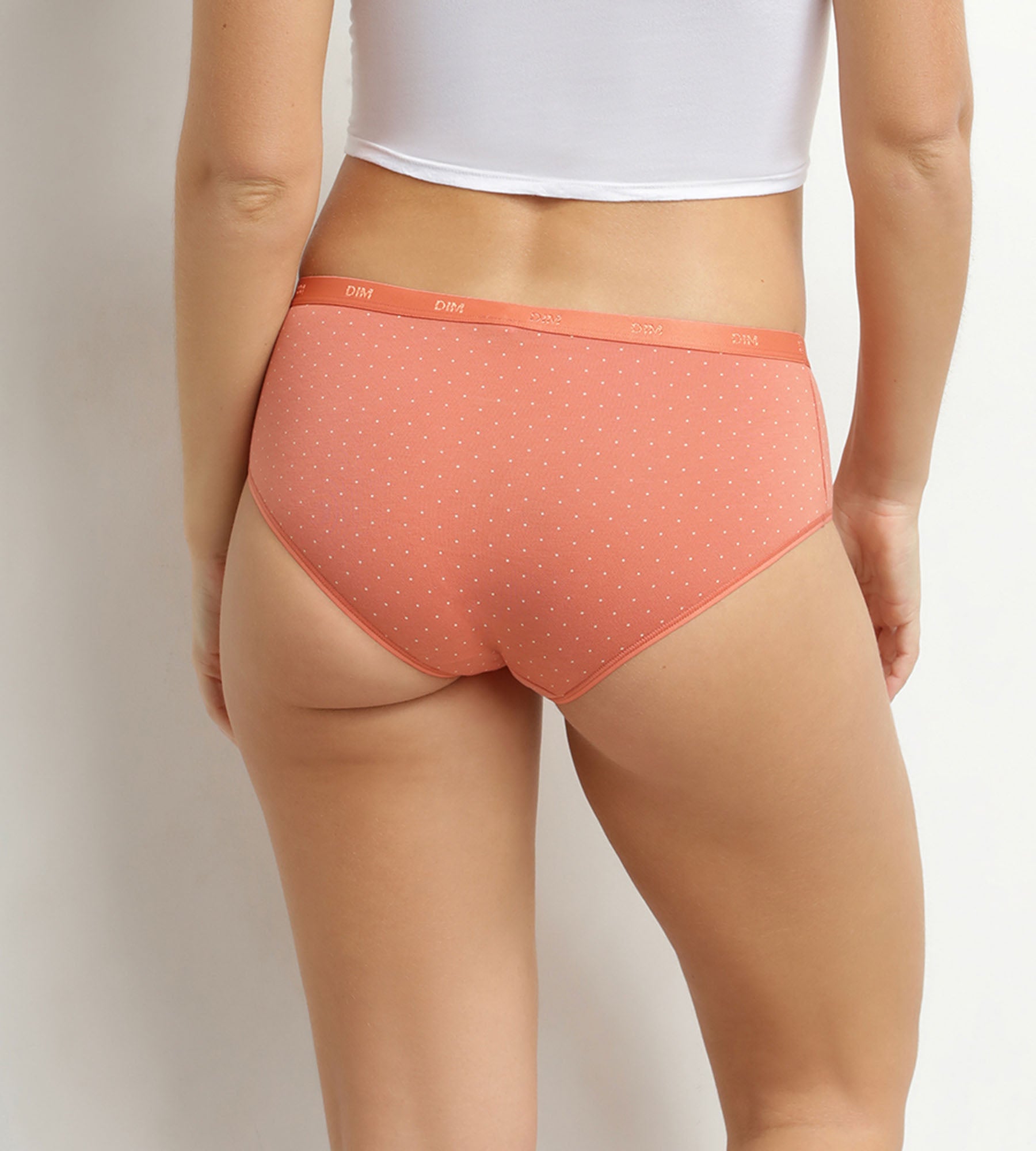 dim-les-pockets-boxers-femme-coton-stretch-pois-lot-de-3-bleu-sable-terracotta image 2