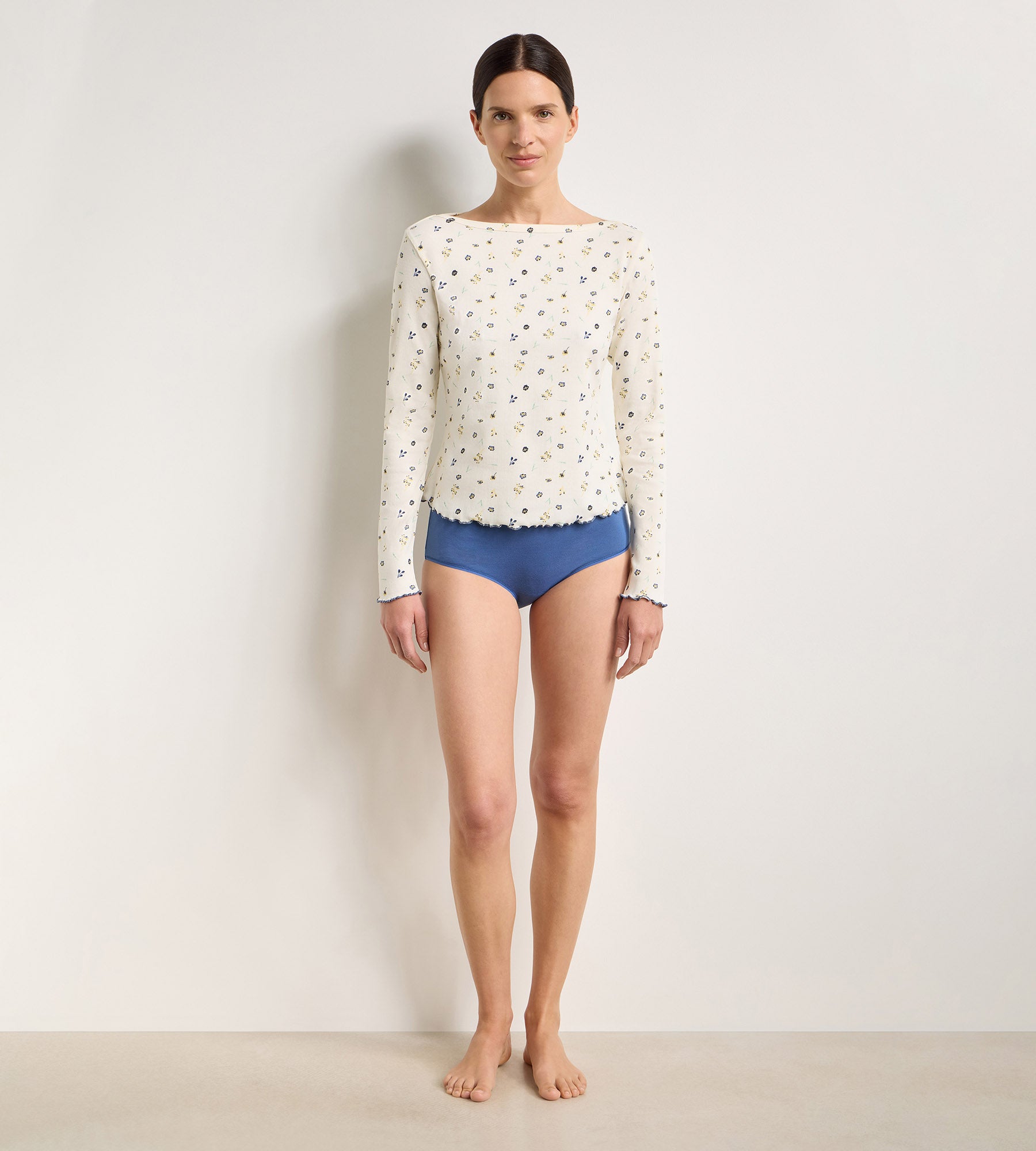 top-manches-longues-dim-slow-days-fresh-vibes-coton-cru-imprim-fleuri image 1