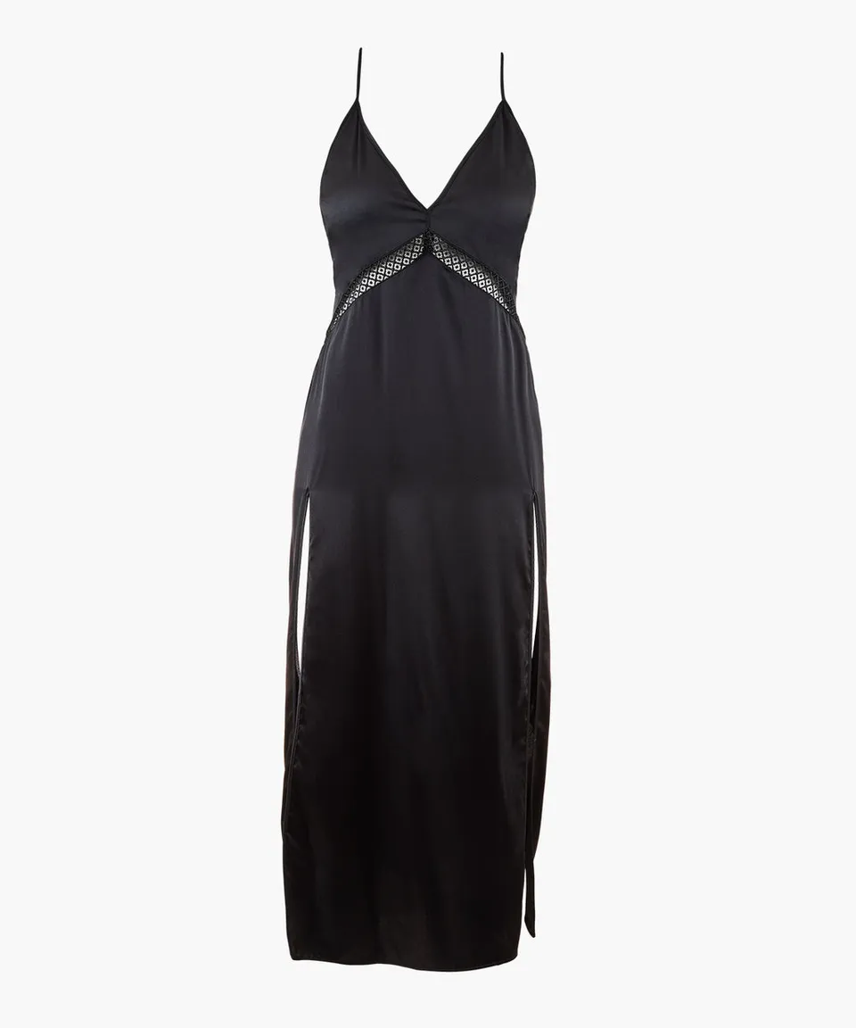 aubade-silk-desire-nuisette-longue-en-soie-noir image 1