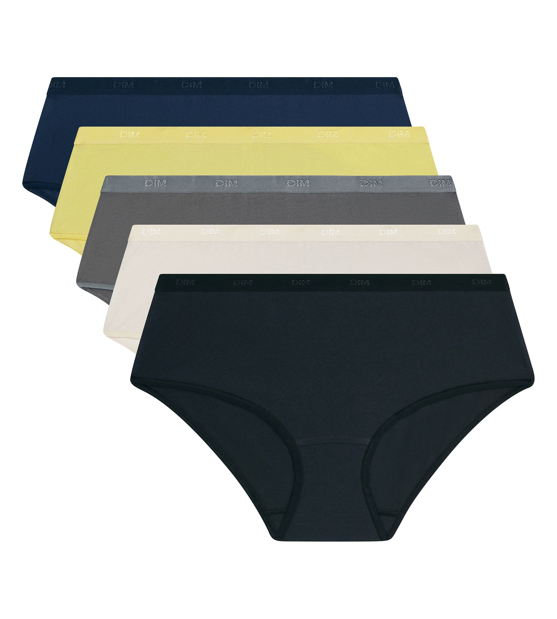 dim-les-pockets-ecodim-lot-de-5-boxers-femme-coton-stretch-gris-jaune image 5